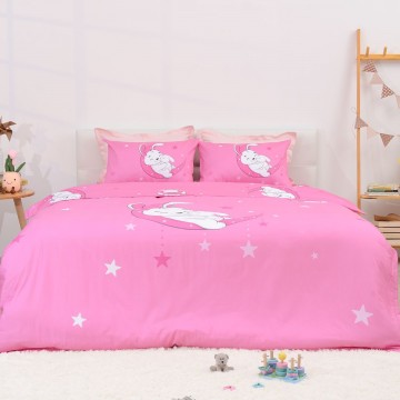 Bộ Chăn ga gối Sông Hồng Youth JC22001 - Họa tiết Thỏ dễ thương - Chất liệu Cotton 100% mềm mịn, thông thoáng